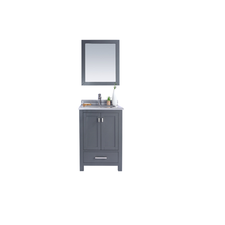 LAVIVA Wilson 24, Grey Cabinet & White Stripe Countertop 313ANG-24G-WS